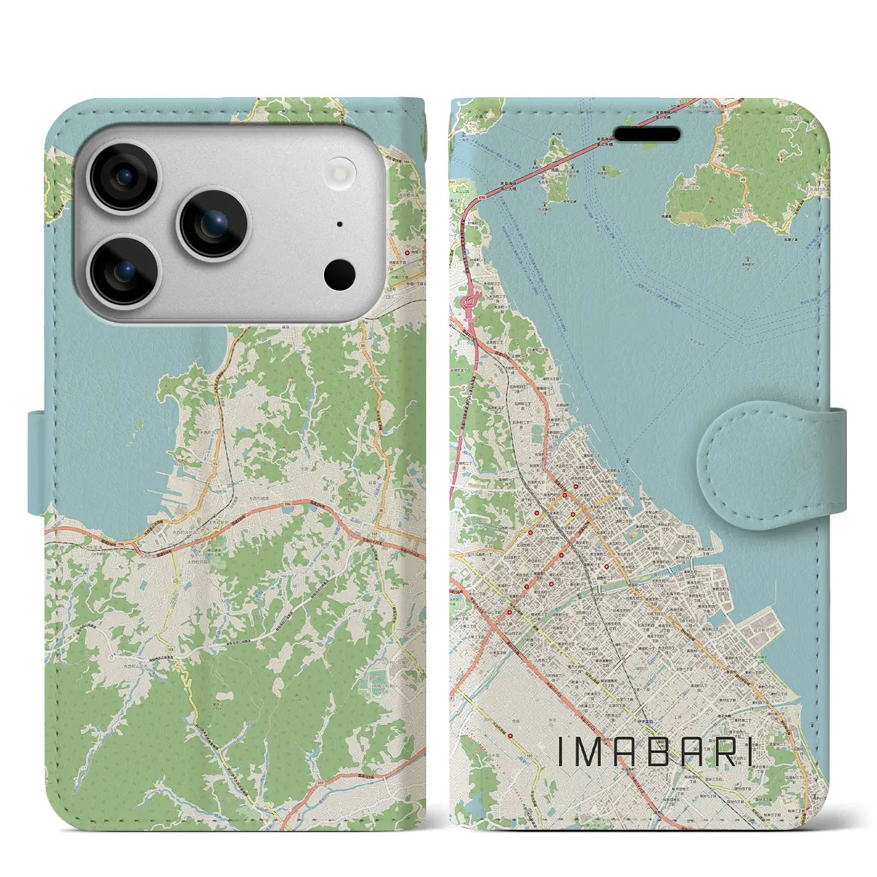 【今治（愛媛県）】地図柄iPhoneケース（手帳タイプ）