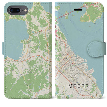 【今治（愛媛県）】地図柄iPhoneケース（手帳タイプ）ナチュラル・iPhone 8Plus /7Plus / 6sPlus / 6Plus 用