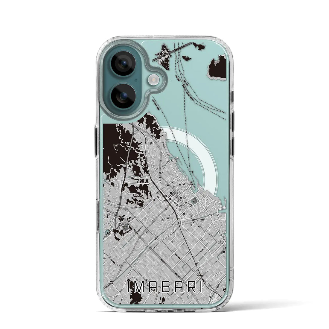 【今治(愛媛県)】地図柄iPhoneケース(MagSafeタイプ)モノトーン・iPhone 16 Pro 用