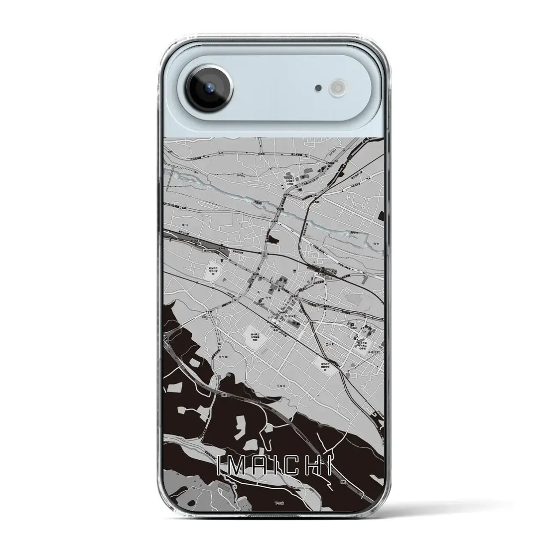 【今市（栃木県）】地図柄iPhoneケース（クリアタイプ）モノトーン・iPhone 17 Pro Max 用
