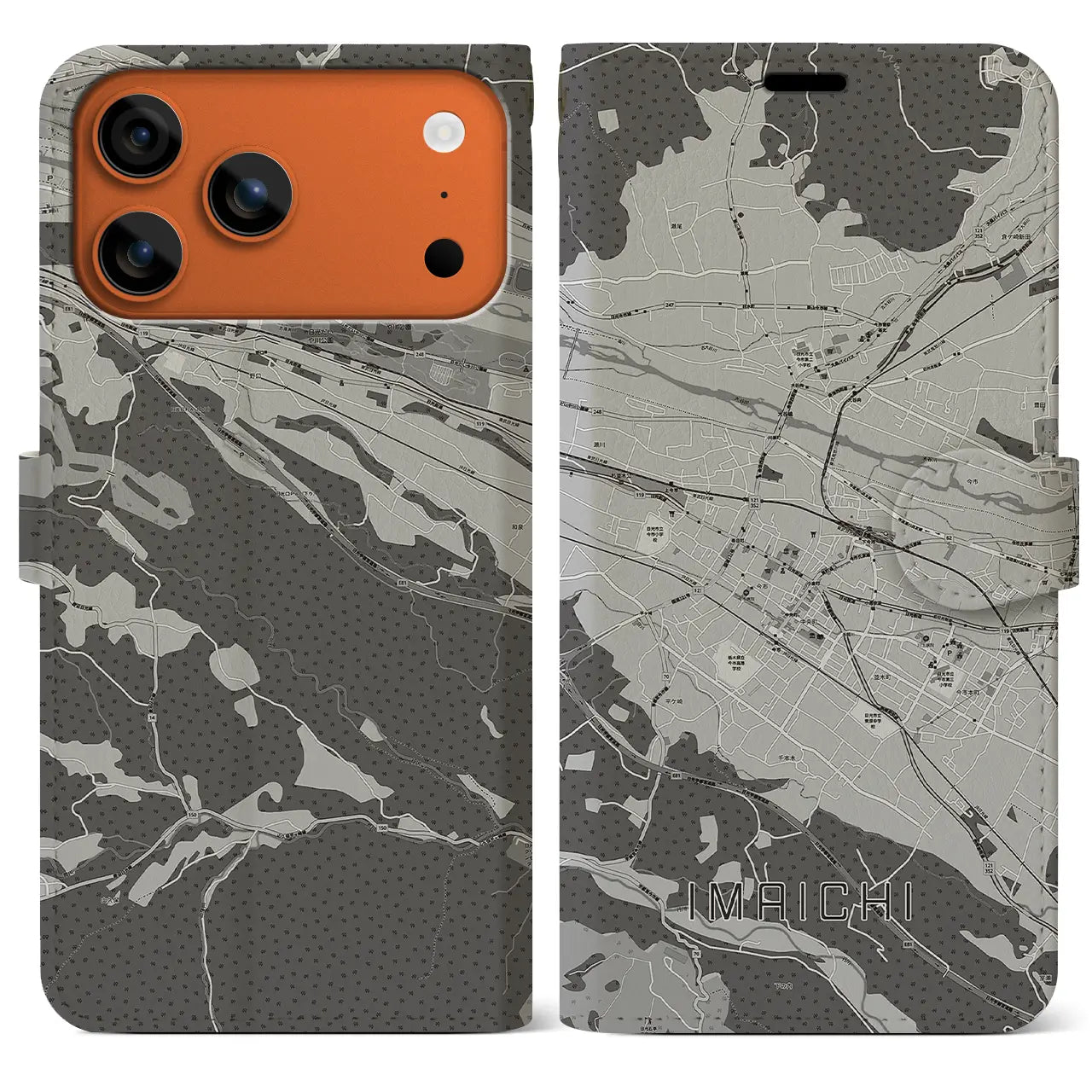 【今市（栃木県）】地図柄iPhoneケース（手帳タイプ）