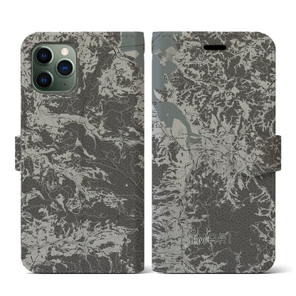 【伊万里（佐賀県）】地図柄iPhoneケース（手帳タイプ）モノトーン・iPhone 11 Pro 用
