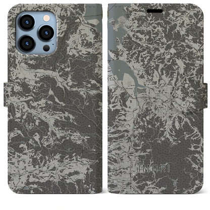 【伊万里（佐賀県）】地図柄iPhoneケース（手帳タイプ）モノトーン・iPhone 13 Pro Max 用