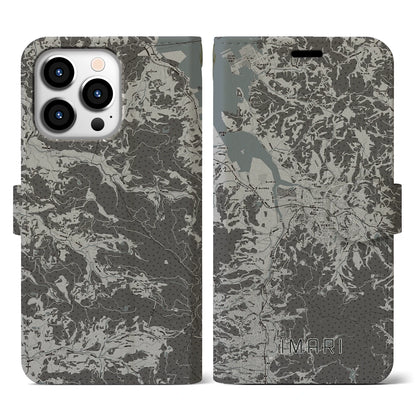 【伊万里（佐賀県）】地図柄iPhoneケース（手帳タイプ）モノトーン・iPhone 13 Pro 用