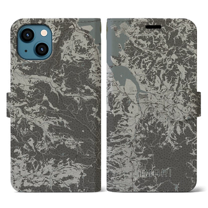 【伊万里（佐賀県）】地図柄iPhoneケース（手帳タイプ）モノトーン・iPhone 13 用