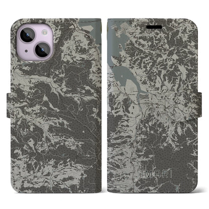 【伊万里（佐賀県）】地図柄iPhoneケース（手帳タイプ）モノトーン・iPhone 14 用