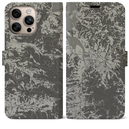 【伊万里（佐賀県）】地図柄iPhoneケース（手帳タイプ）モノトーン・iPhone 16 Plus 用