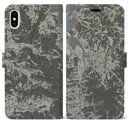 【伊万里（佐賀県）】地図柄iPhoneケース（手帳タイプ）モノトーン・iPhone XS Max 用