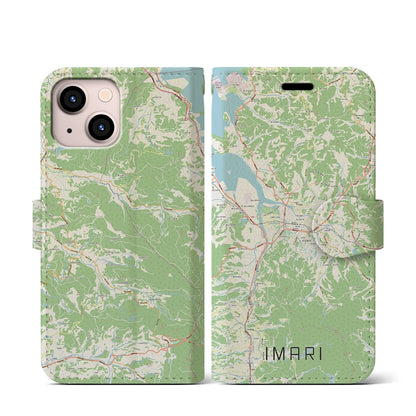 【伊万里（佐賀県）】地図柄iPhoneケース（手帳タイプ）ナチュラル・iPhone 13 mini 用