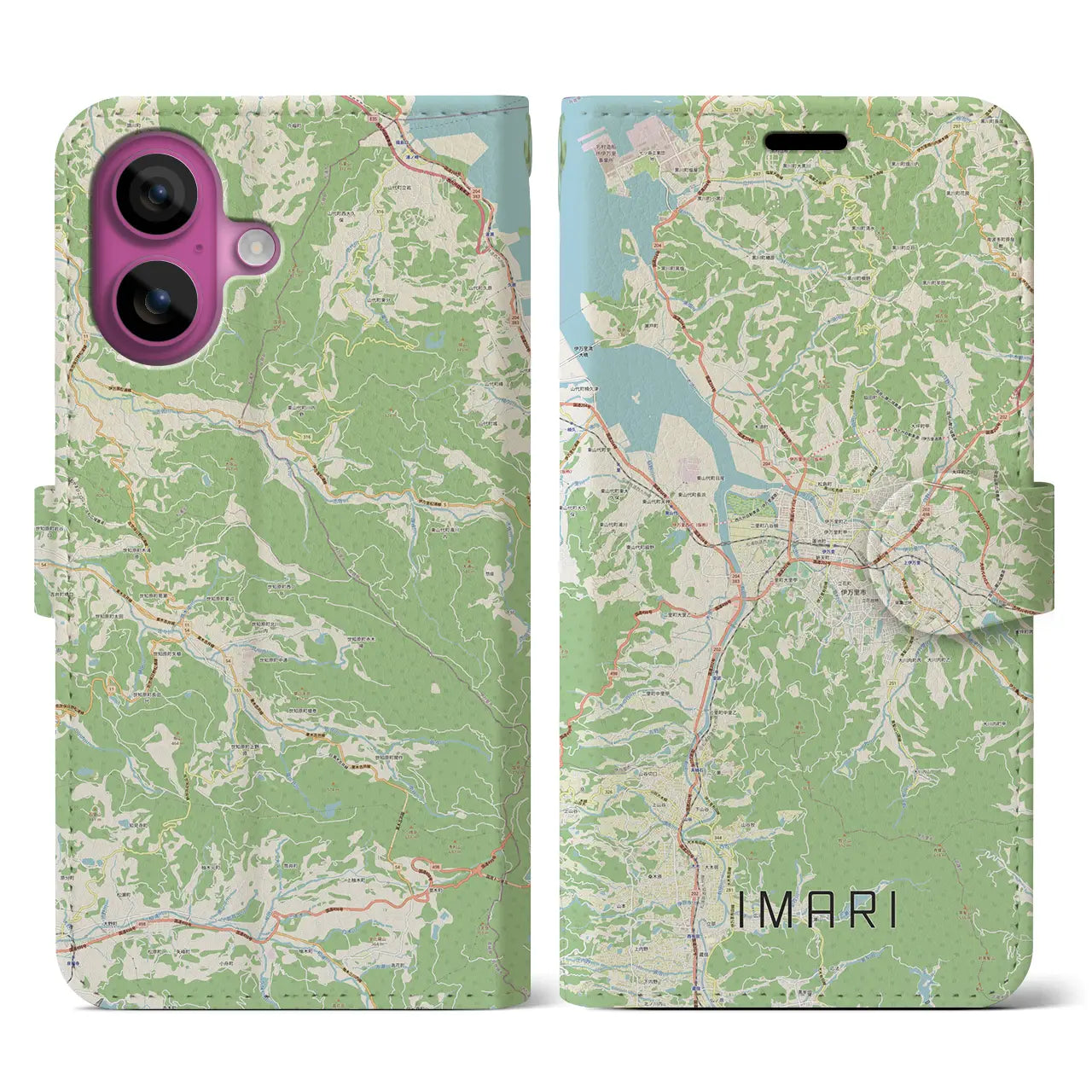 【伊万里（佐賀県）】地図柄iPhoneケース（手帳タイプ）ナチュラル・iPhone 16 Pro 用