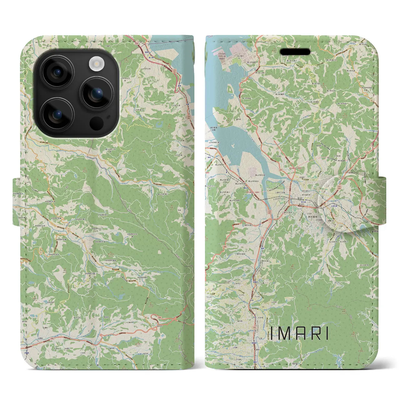 【伊万里（佐賀県）】地図柄iPhoneケース（手帳タイプ）ナチュラル・iPhone 16 用