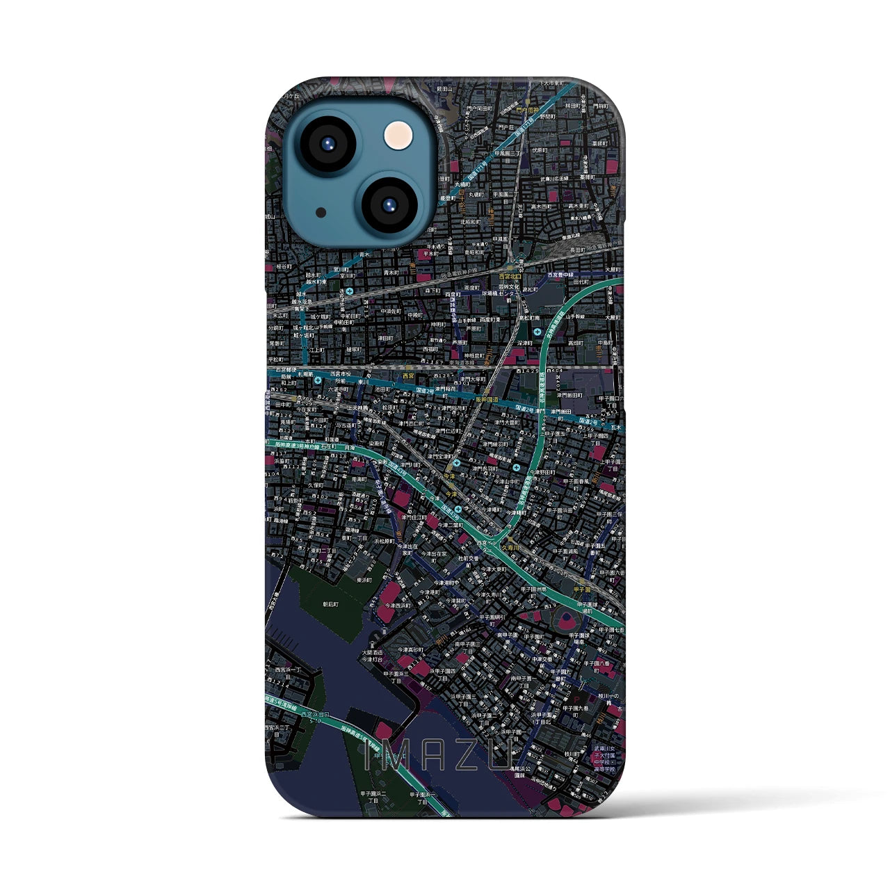 【今津（兵庫県）】地図柄iPhoneケース（バックカバータイプ）