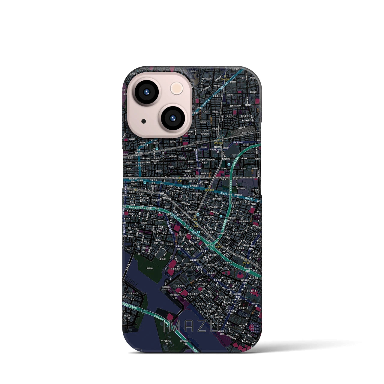 【今津（兵庫県）】地図柄iPhoneケース（バックカバータイプ）