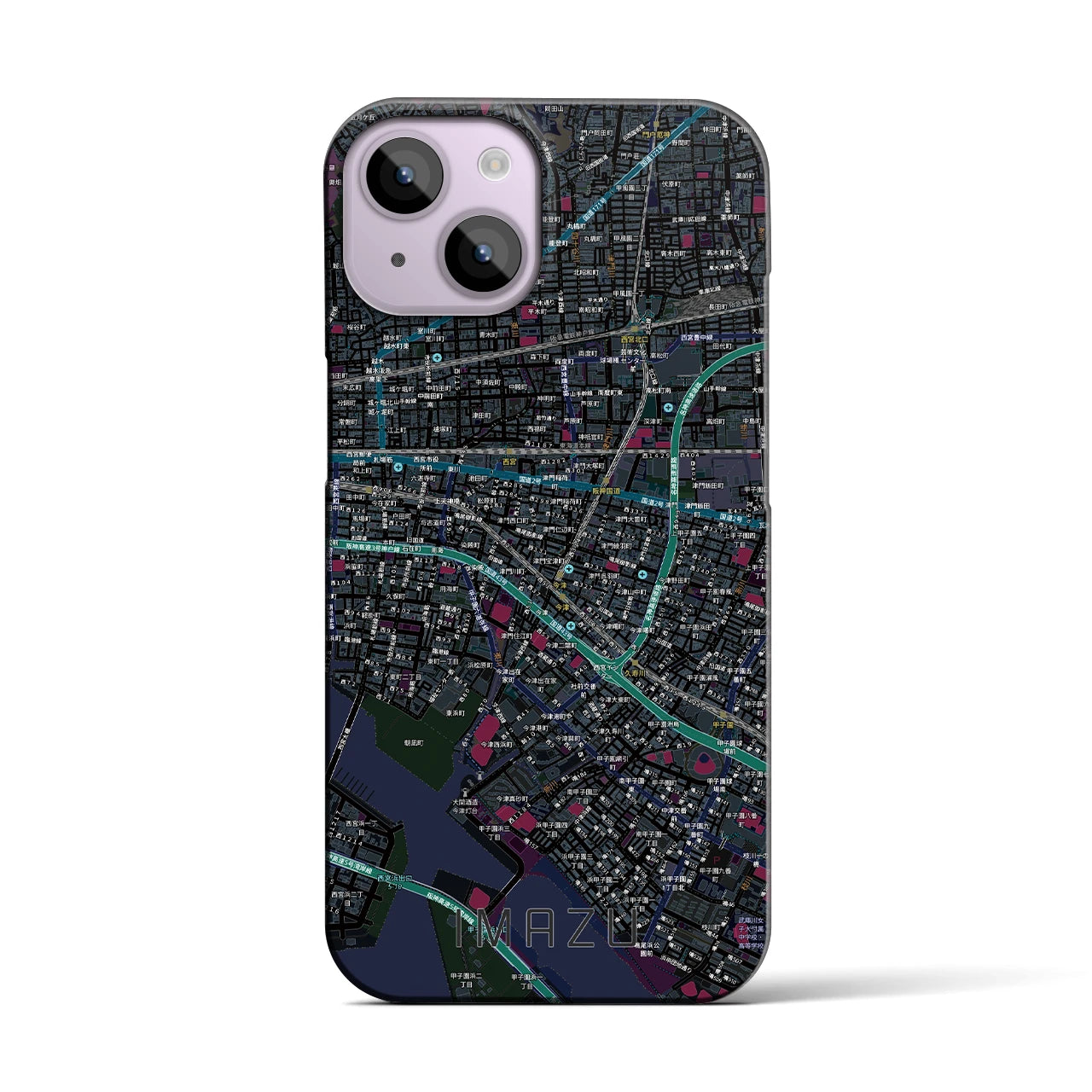 【今津（兵庫県）】地図柄iPhoneケース（バックカバータイプ）