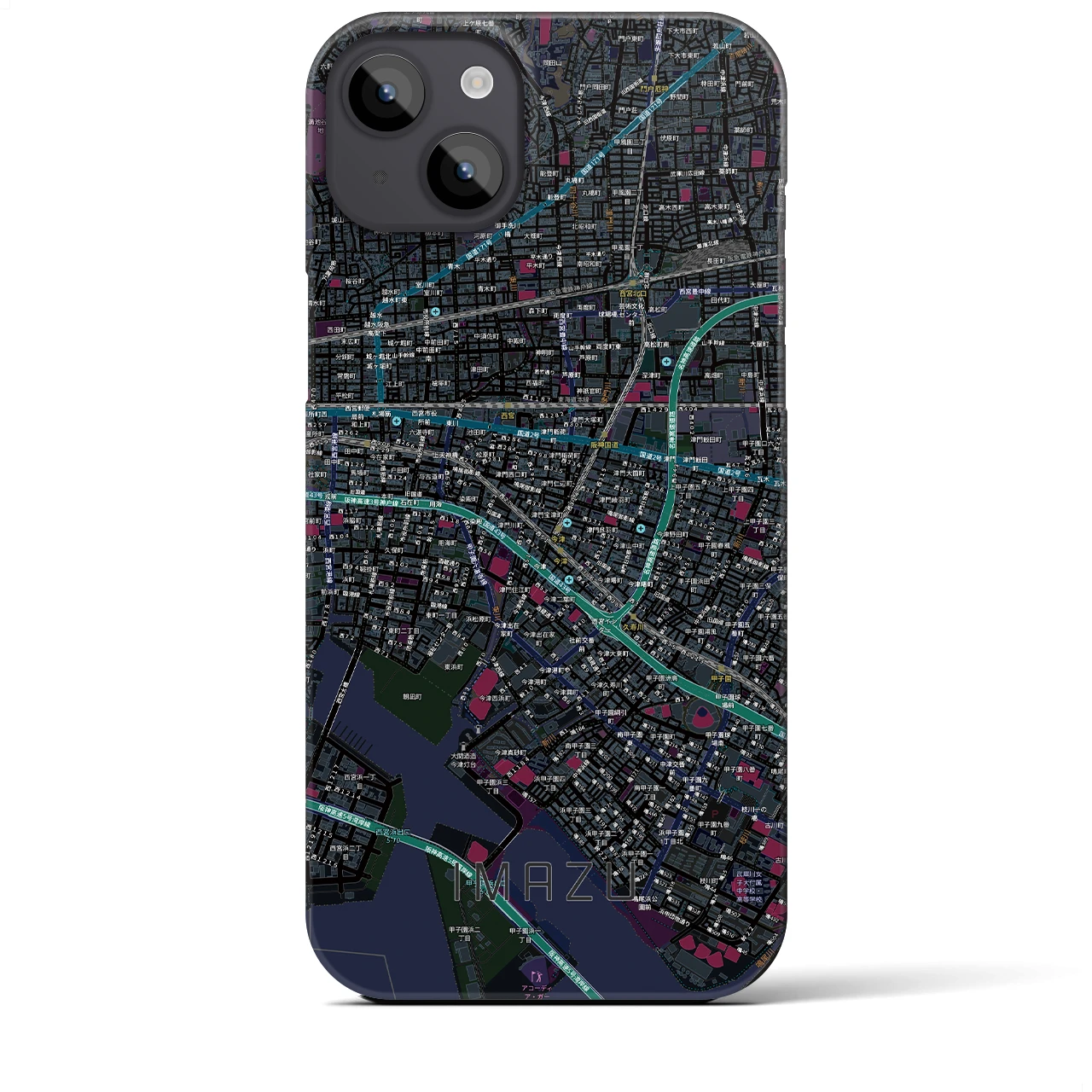 【今津（兵庫県）】地図柄iPhoneケース（バックカバータイプ）