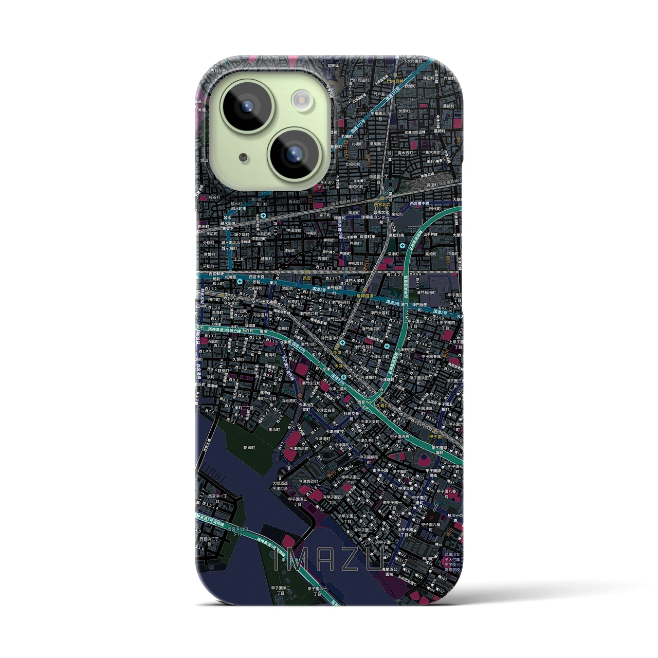 【今津（兵庫県）】地図柄iPhoneケース（バックカバータイプ）
