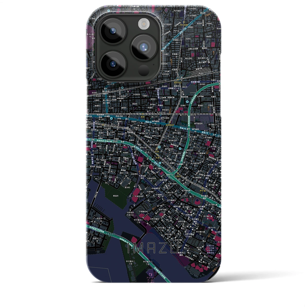 【今津（兵庫県）】地図柄iPhoneケース（バックカバータイプ）
