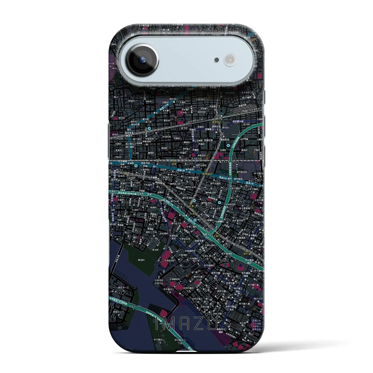 【今津（兵庫県）】地図柄iPhoneケース（バックカバータイプ）