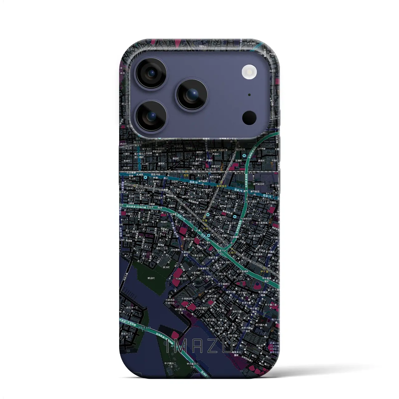 【今津（兵庫県）】地図柄iPhoneケース（バックカバータイプ）