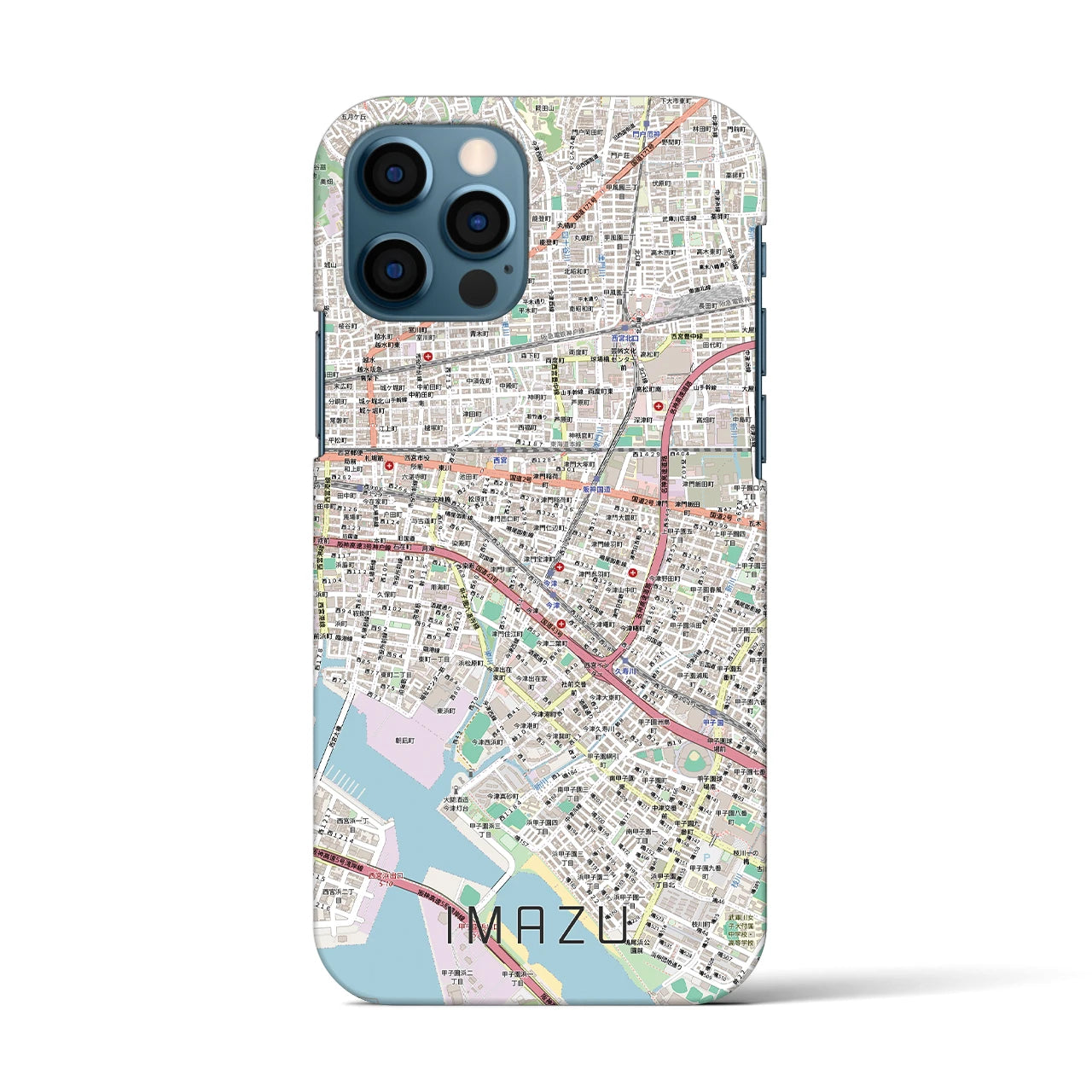 【今津（兵庫県）】地図柄iPhoneケース（バックカバータイプ）