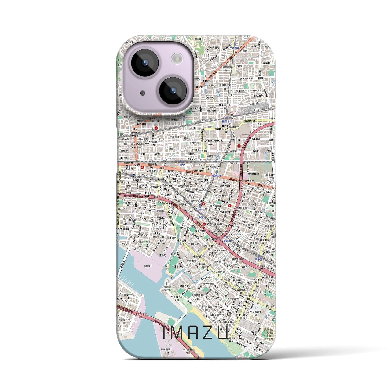 【今津（兵庫県）】地図柄iPhoneケース（バックカバータイプ）