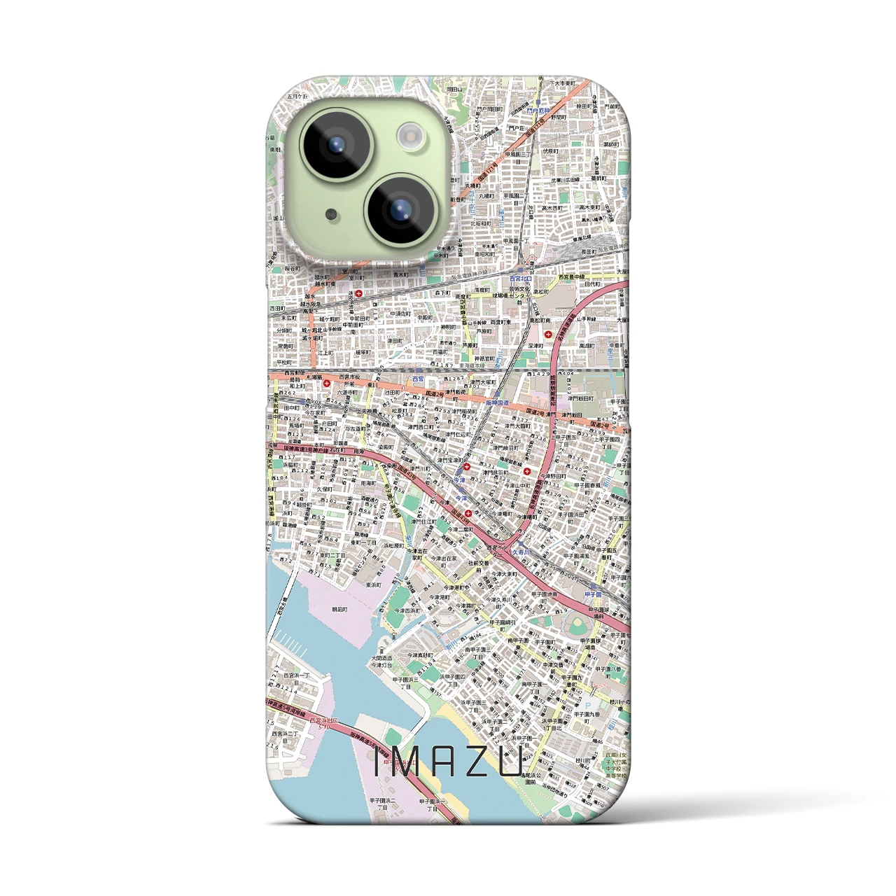 【今津（兵庫県）】地図柄iPhoneケース（バックカバータイプ）