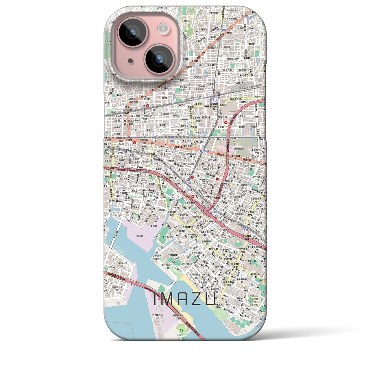 【今津（兵庫県）】地図柄iPhoneケース（バックカバータイプ）