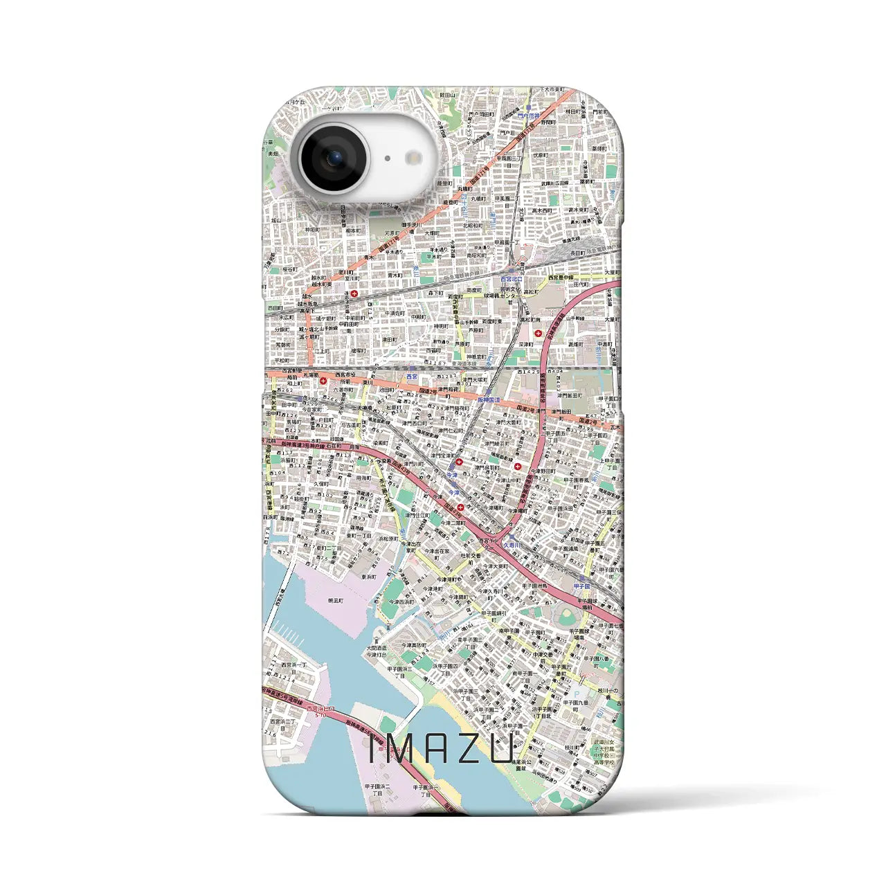 【今津（兵庫県）】地図柄iPhoneケース（バックカバータイプ）
