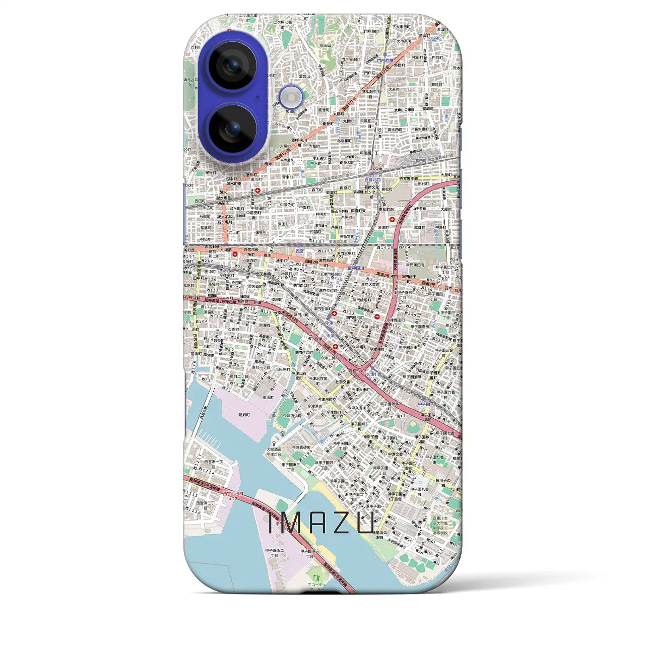 【今津（兵庫県）】地図柄iPhoneケース（バックカバータイプ）