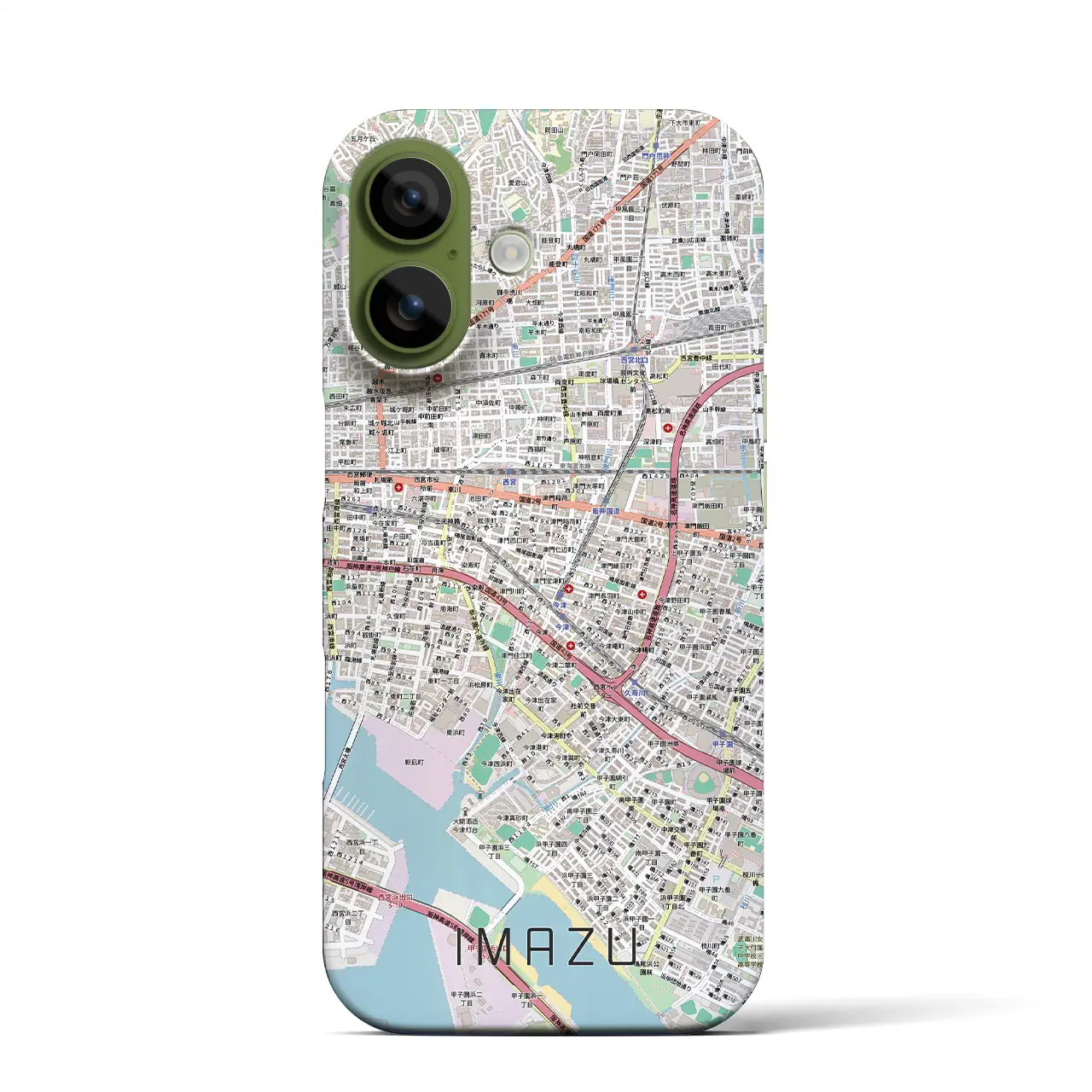 【今津（兵庫県）】地図柄iPhoneケース（バックカバータイプ）ブラック・iPhone 17 Pro Max 用