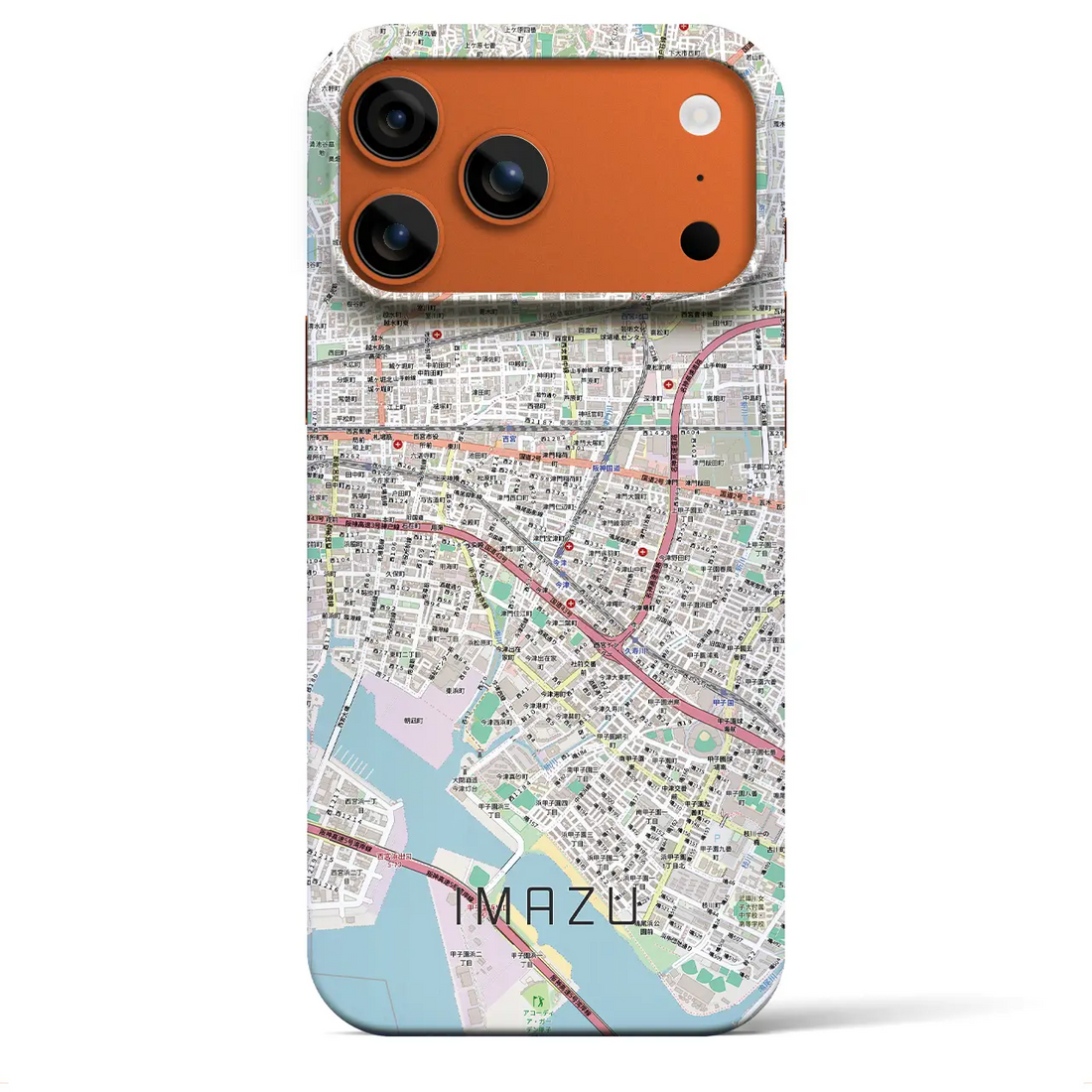 【今津（兵庫県）】地図柄iPhoneケース（バックカバータイプ）ナチュラル・iPhone 17 Pro Max 用