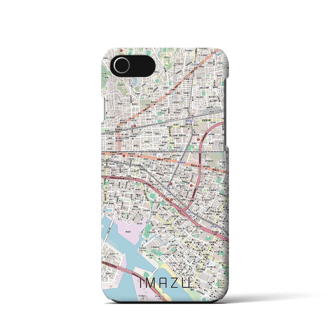 【今津（兵庫県）】地図柄iPhoneケース（バックカバータイプ）