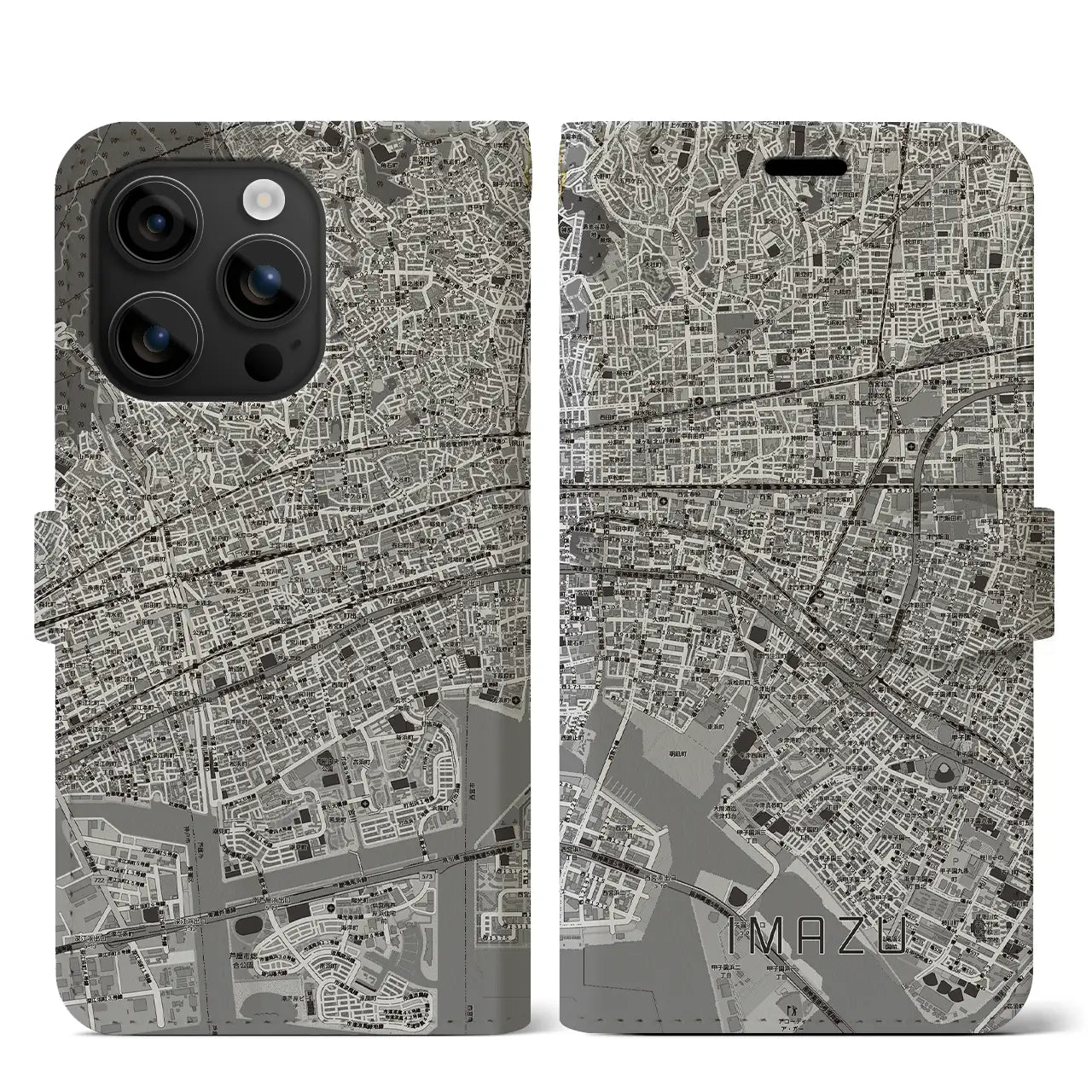 【今津（兵庫県）】地図柄iPhoneケース（手帳タイプ）