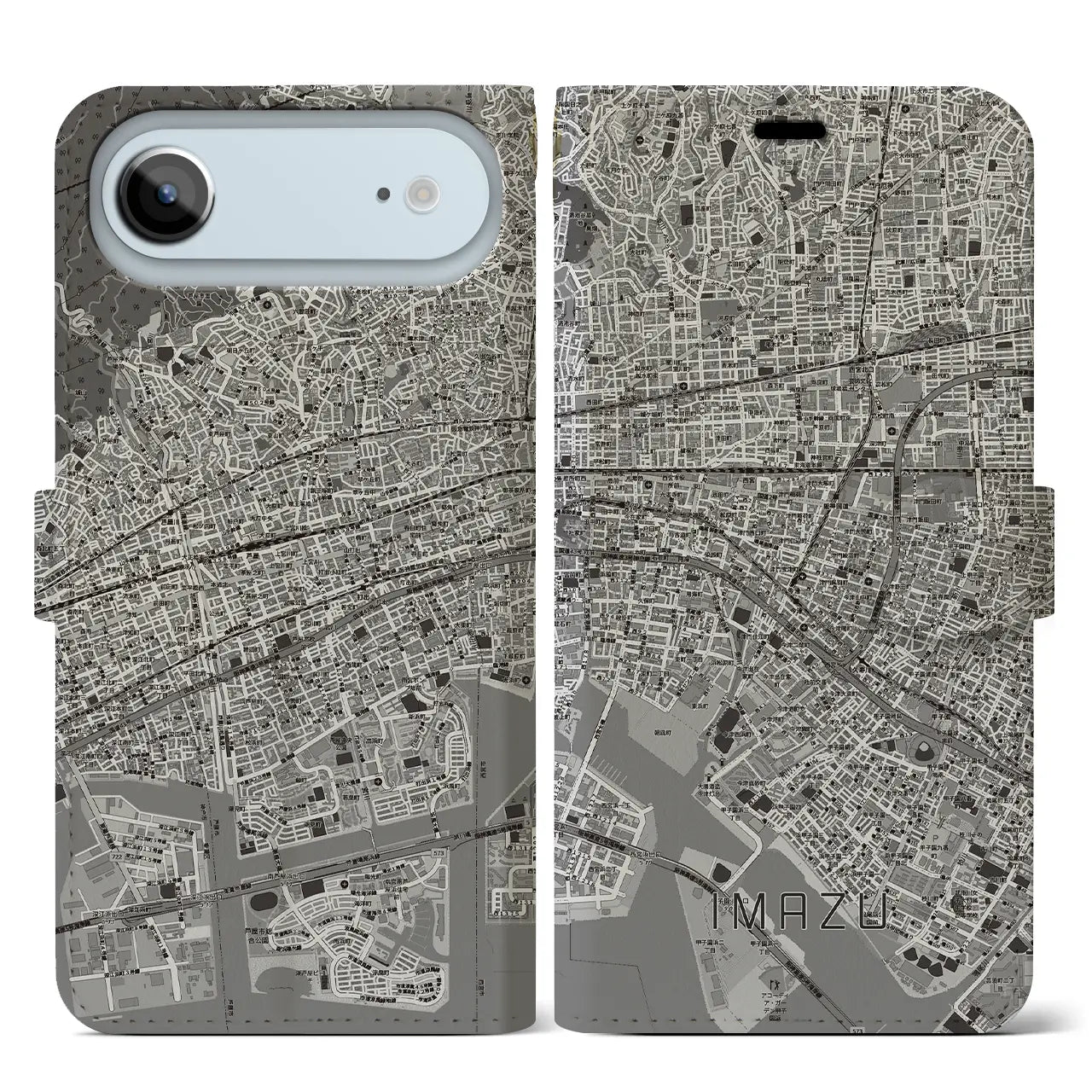 【今津（兵庫県）】地図柄iPhoneケース（手帳タイプ）