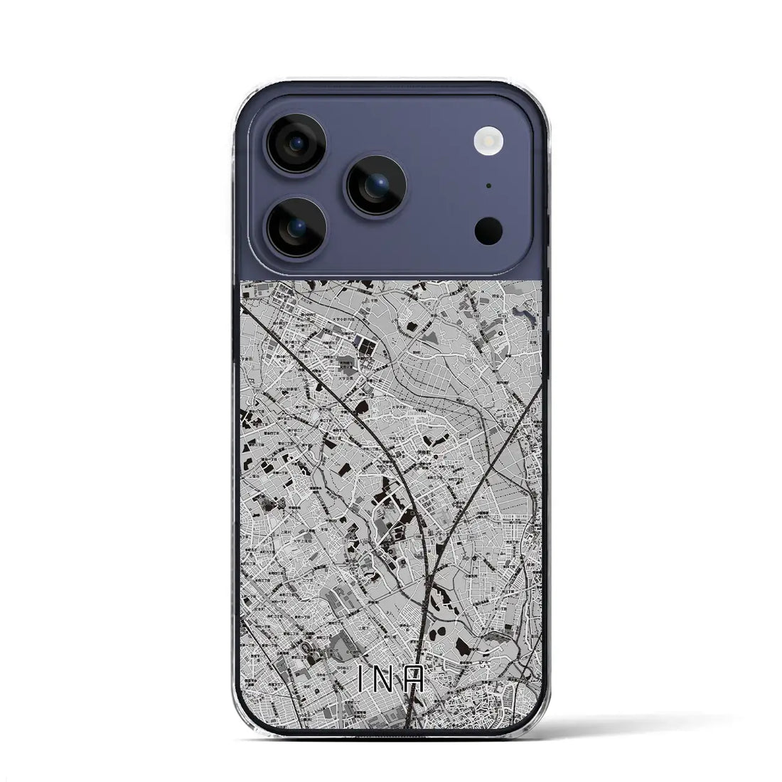 【伊奈(埼玉県)】地図柄iPhoneケース(クリアタイプ)モノトーン・iPhone 17 Pro Max 用