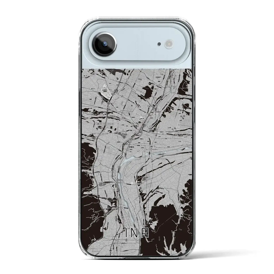 【伊那(長野県)】地図柄iPhoneケース(クリアタイプ)モノトーン・iPhone 17 Pro Max 用