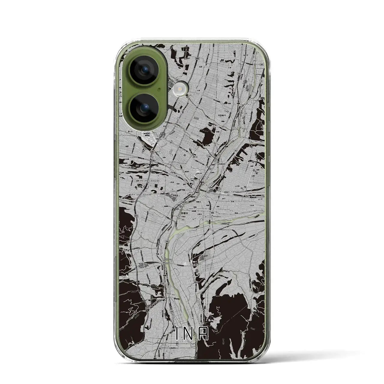 【伊那（長野県）】地図柄iPhoneケース（クリアタイプ）モノトーン・iPhone 17 Pro Max 用