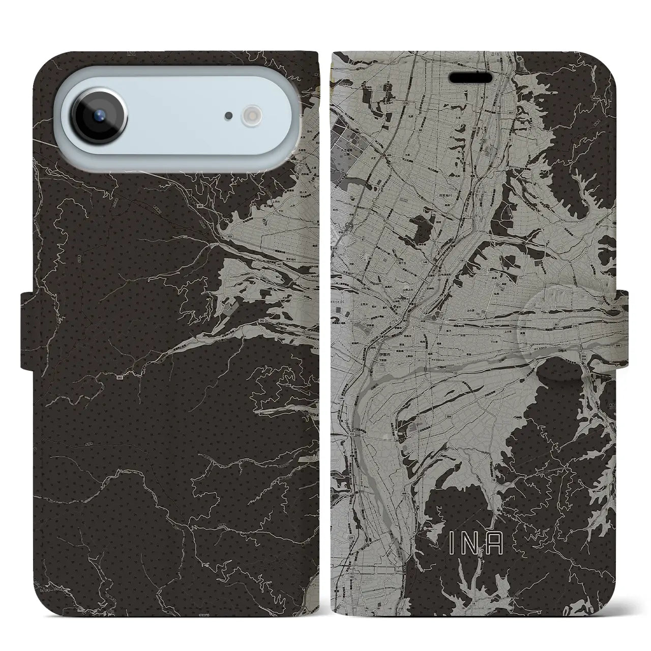 【伊那（長野県）】地図柄iPhoneケース（手帳タイプ）