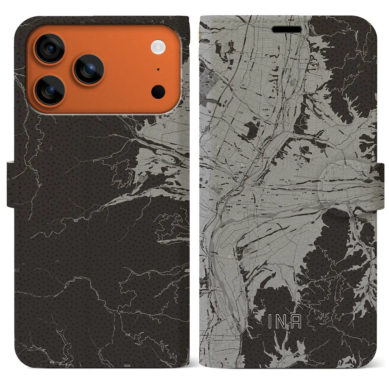 【伊那（長野県）】地図柄iPhoneケース（手帳タイプ）