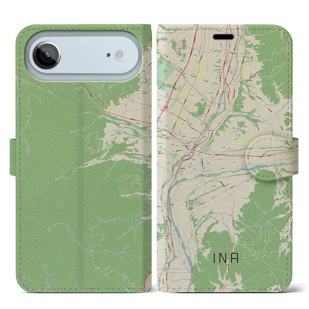 【伊那（長野県）】地図柄iPhoneケース（手帳タイプ）