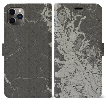 【いなべ（三重県）】地図柄iPhoneケース（手帳タイプ）モノトーン・iPhone 11 Pro Max 用