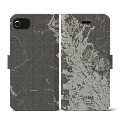 【いなべ（三重県）】地図柄iPhoneケース（手帳タイプ）モノトーン・iPhone SE（第3 / 第2世代） / 8 / 7 / 6s / 6 用