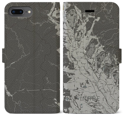 【いなべ（三重県）】地図柄iPhoneケース（手帳タイプ）モノトーン・iPhone 8Plus /7Plus / 6sPlus / 6Plus 用