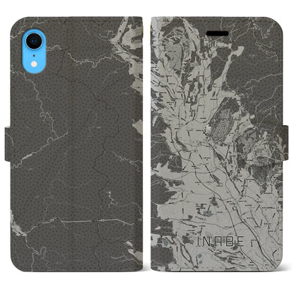 【いなべ（三重県）】地図柄iPhoneケース（手帳タイプ）モノトーン・iPhone XR 用