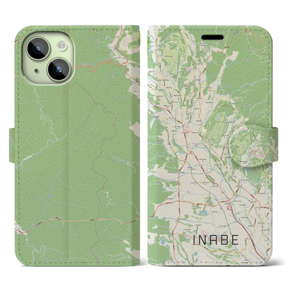 【いなべ（三重県）】地図柄iPhoneケース（手帳タイプ）ナチュラル・iPhone 15 用