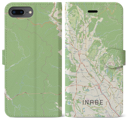 【いなべ（三重県）】地図柄iPhoneケース（手帳タイプ）ナチュラル・iPhone 8Plus /7Plus / 6sPlus / 6Plus 用