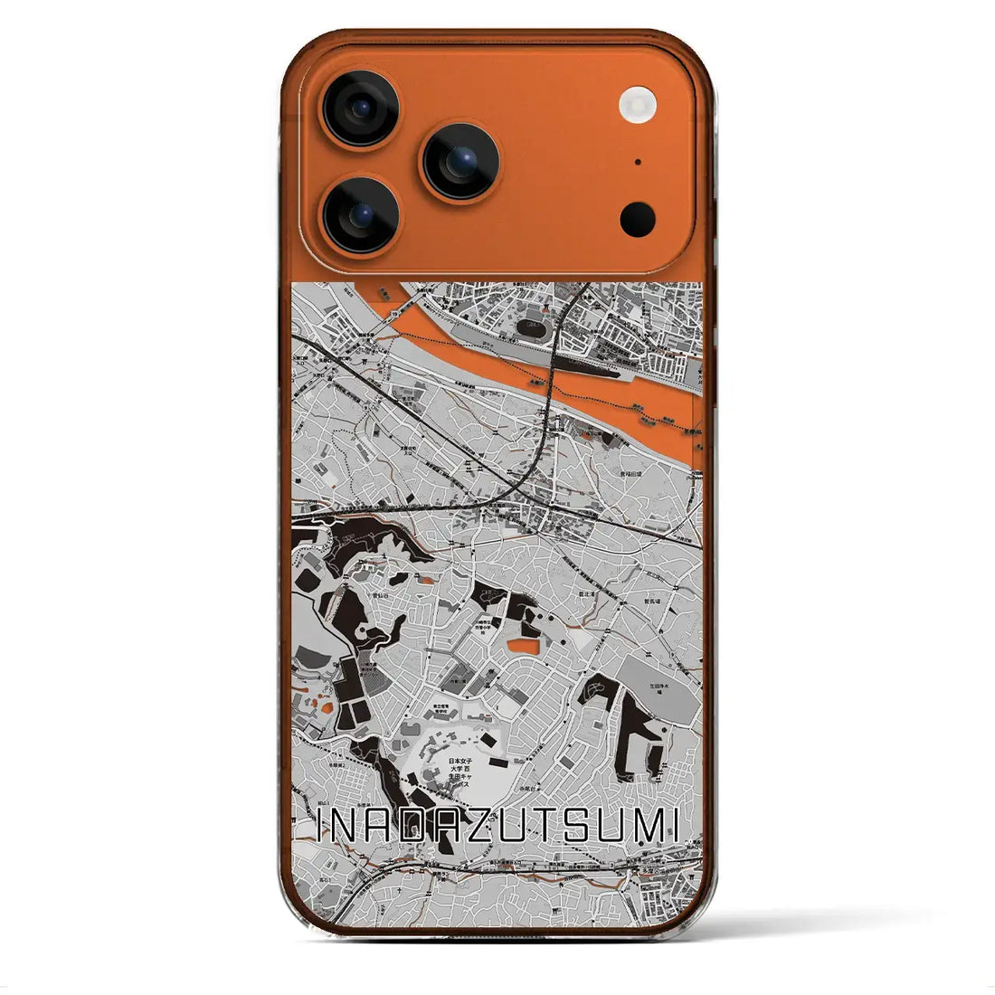 【稲田堤(神奈川県)】地図柄iPhoneケース(クリアタイプ)モノトーン・iPhone 17 Pro Max 用