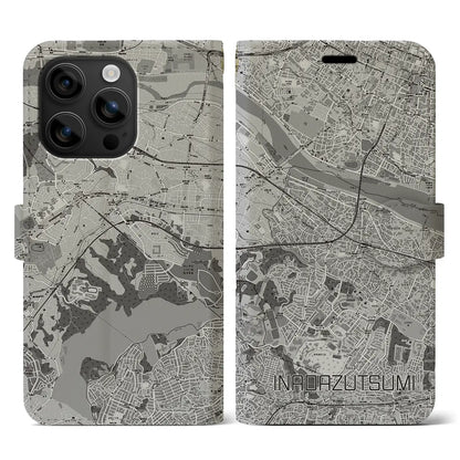 【稲田堤（神奈川県）】地図柄iPhoneケース（手帳タイプ）モノトーン・iPhone 16 用