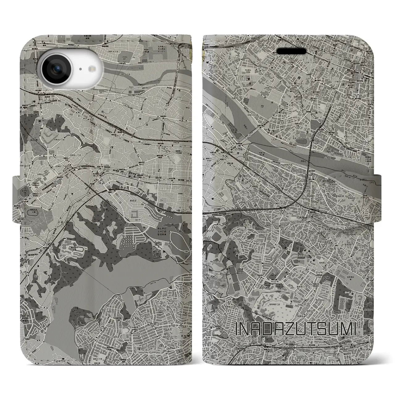 【稲田堤（神奈川県）】地図柄iPhoneケース（手帳タイプ）