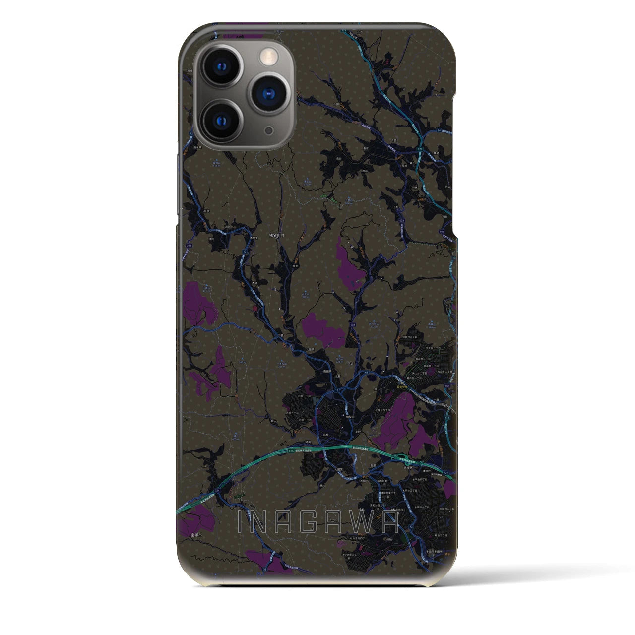 【猪名川（兵庫県）】地図柄iPhoneケース（バックカバータイプ）